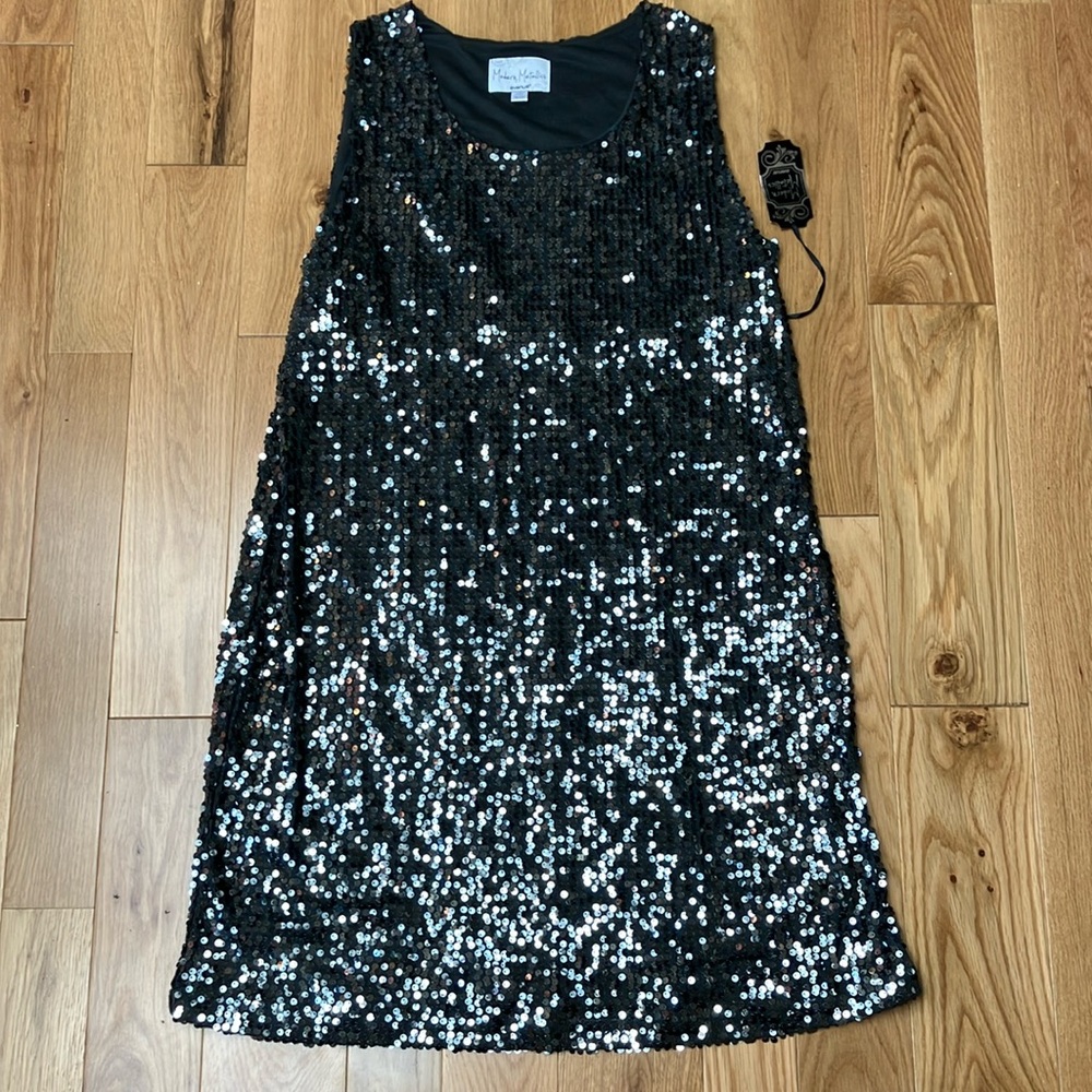 Avenue Black and Silver Sequin Dress